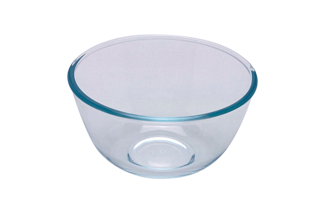 bowl, glass bowl, glass mixing bowl, borosilicate glass, pyrex