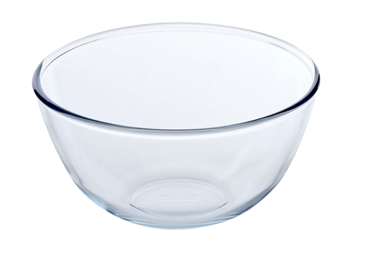 bowl, glass bowl, glass mixing bowl, borosilicate glass, pyrex
