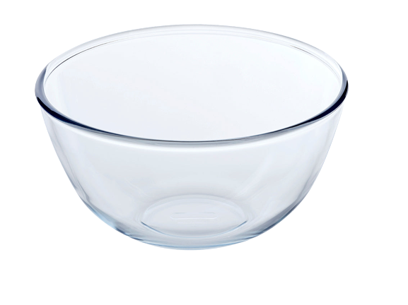 bowl, glass bowl, glass mixing bowl, borosilicate glass, pyrex