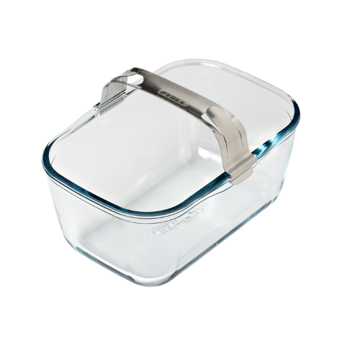 Glass airfryer dish with removable handle