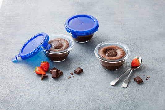 Set of 5 glass baby storage jars with waterproof navy blue purple lid - My First Pyrex+