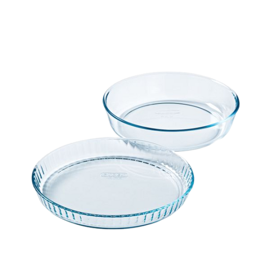 Baking glass set - flan dish 28cm & cake dish 26 cm