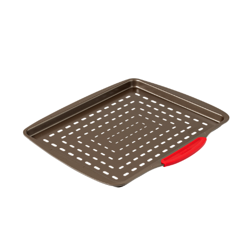 Metal pizza tray with silicone handle - asimetriA