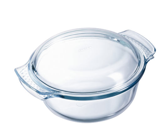 Multi-purpose round glass casserole dish - 4 IN 1 range