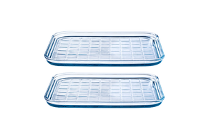 Set of 2 glass multipurpose glass sheet, glass cooking sheet, glass oven sheet, cookie tray, glass oven tray, glass tray