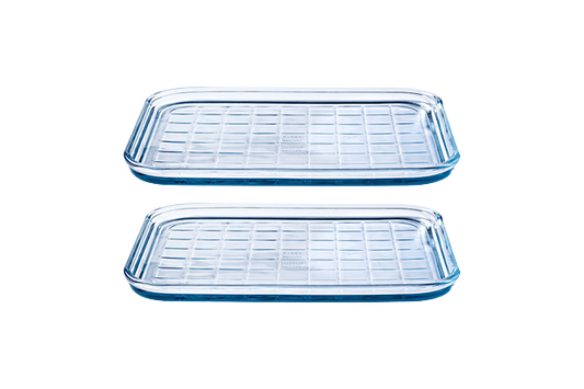 Set of 2 glass multipurpose glass sheet, glass cooking sheet, glass oven sheet, cookie tray, glass oven tray, glass tray