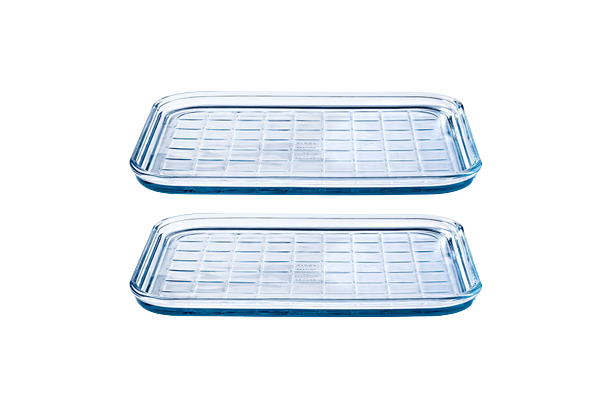 Set of 2 glass multipurpose glass sheet, glass cooking sheet, glass oven sheet, cookie tray, glass oven tray, glass tray