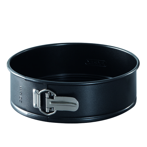 Black metal hinged mould.