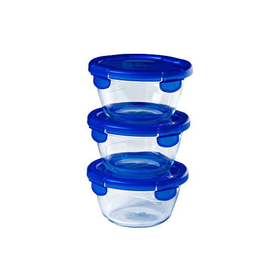 Cook & Go - Set of 3 Glass Lunch Boxes cm with airtight lid