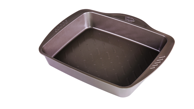 Rectangular metal oven dish with easy grip - asimetriA