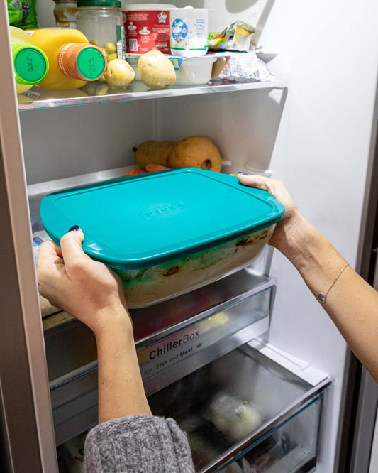 Cook & Store - Square glass dish with duck blue lid - Cook & Store