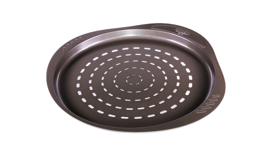 Metal pizza tray with easy grip - different sizes & shapes - asimetriA