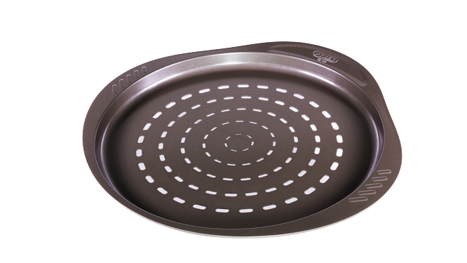 Metal pizza tray with easy grip - different sizes & shapes - asimetriA