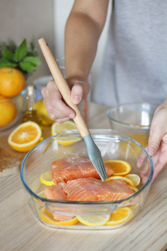 Oval glass baking dish with large handles