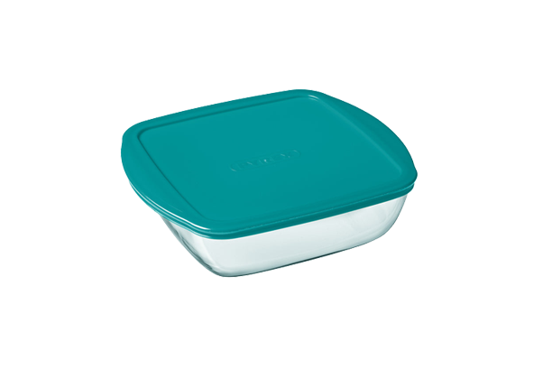 Cook & Store - Square glass dish with duck blue lid - compatible air fryer