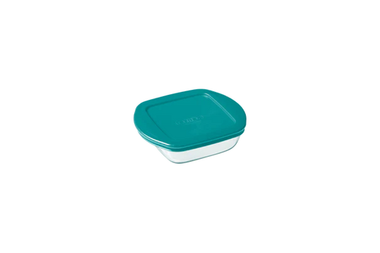 Cook & Store - Square glass dish with duck blue lid - compatible air fryer