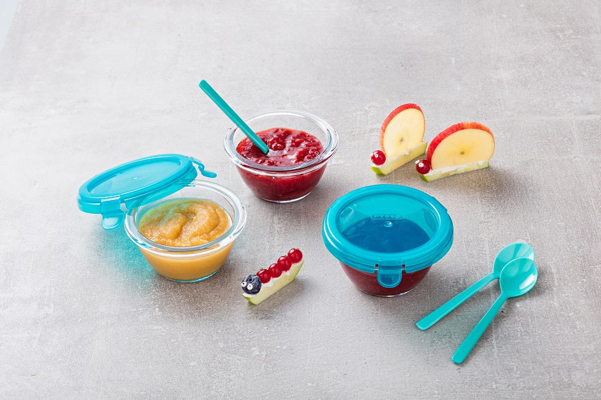 Raspberry and apple baby purée