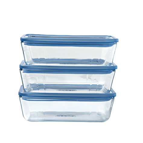 Zero Plastic Set of storage rectangular glass dish with glass lid