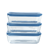 Zero Plastic - Set of 3 storage rectangular glass dish with glass lid 1.5L