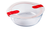 Round glass dish with steam valve lid - Cook & Heat