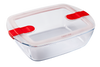 Rectangular glass dish with steam valve lid - Cook & Heat