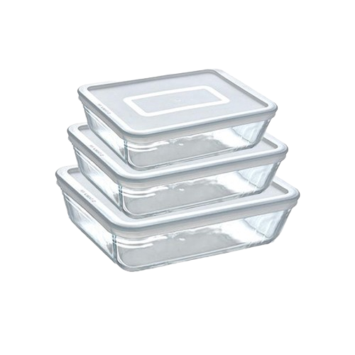 Cook&Freeze - Set of 3 rectangular glass storage dishes in different sizes with lid