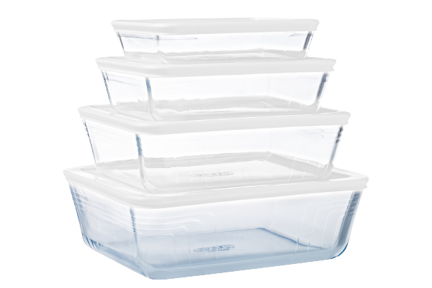 Cook&Freeze - Set of 4 rectangular glass storage dishes with lid