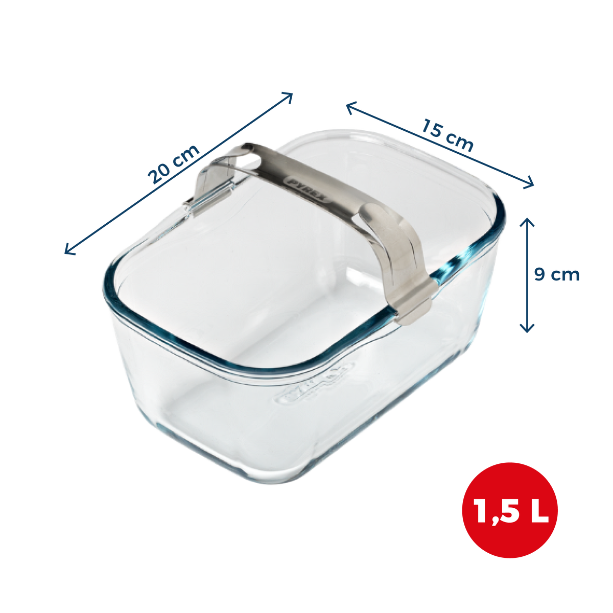 Glass airfryer dish with removable handle