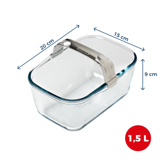 Glass airfryer dish with removable handle