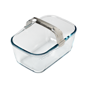 Glass airfryer dish with removable handle