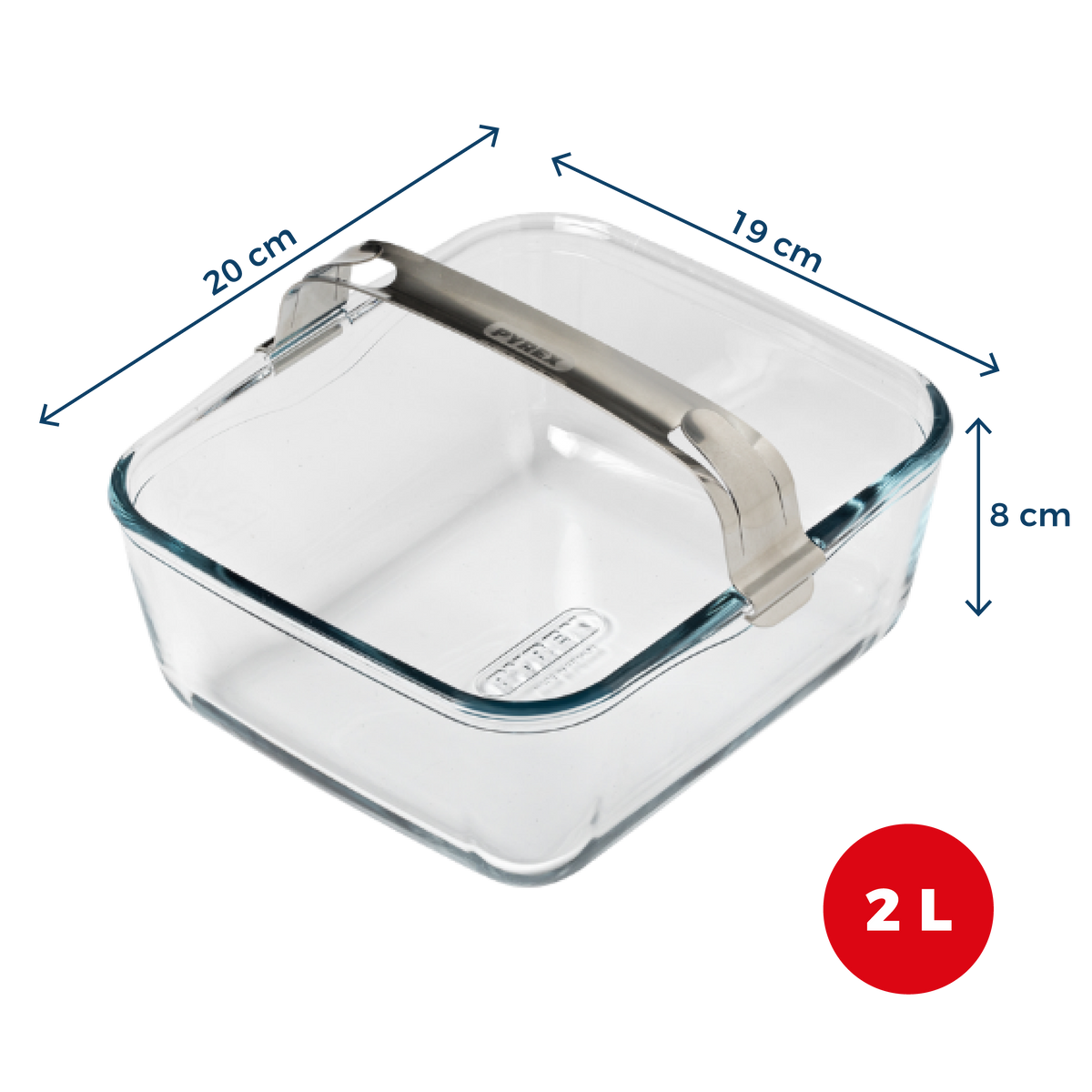 Set of 2 air fryer dishes with handles - glass and metal