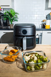 Glass airfryer dish with removable handle