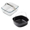 Set of 2 air fryer dishes with handles - glass and metal