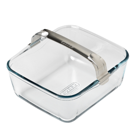Glass airfryer dish with removable handle