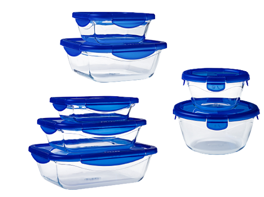 Cook & Go - Set of 7 glass storage dishes with leak-proof lid