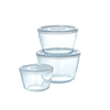 Round storage box, storage box with lid, round storage box with lid, air fryer dish, round glass dish, glass storage box, set of 3 storage boxes