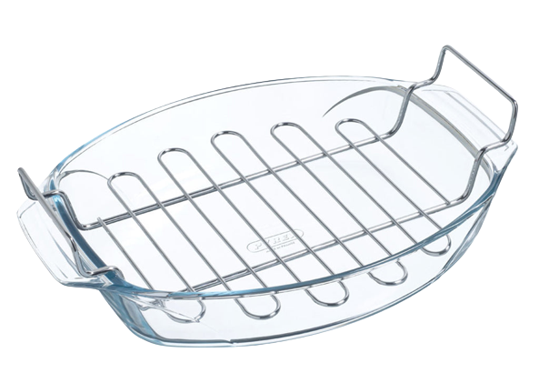Oval glass oven dish & cooking grid  39x27 cm