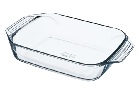 Easy-to-handle rectangular glass baking dish