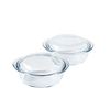 Set of 2 round glass casserole dishes