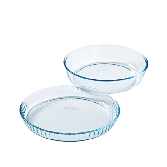 Baking glass set - flan dish 28cm & tart dish 28 cm