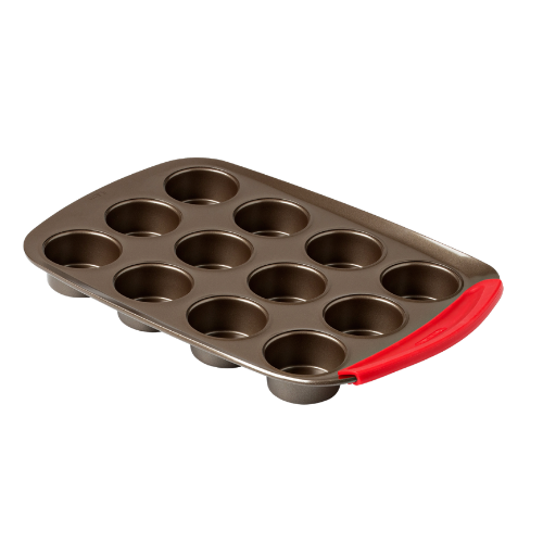 Metal Muffin & Cupcake tray with silicone handle - asimetriA