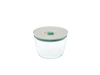 A round, white Cook&Save vacuum glass food storage dish with a clear lid.