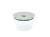 A round, Cook&Save vacuum glass food storage dish with a lid.