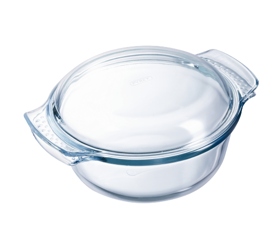 Multi-purpose round glass casserole dish - 4 IN 1 range