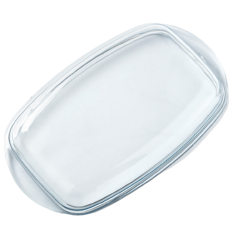 Replacement lid for rectangular glass casserole dish.