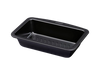 Metal cake tin with black non-stick coating and a large handle for easy grip.