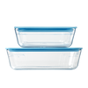 Set of 2 rectangular food storage containers with glass lid - Vision