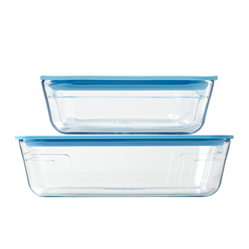 Set of 2 rectangular food storage containers with glass lid - Vision