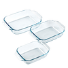 Set of 3 rectangular glass oven dishes with easy grip