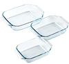 Set of 3 rectangular glass oven dishes with easy grip
